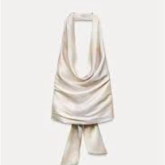 Zara Cream Iridescent Halter Blouse - Picture 4 of 8